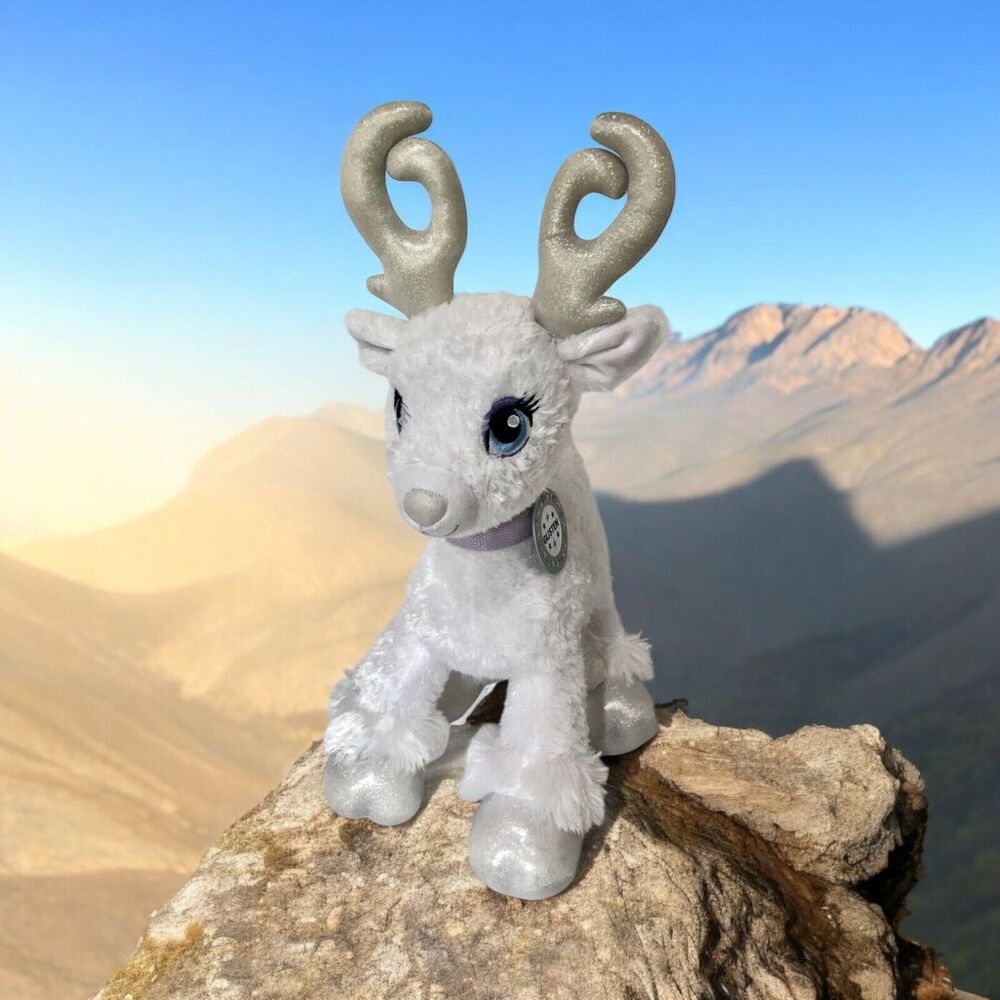 Build a Bear Merry Mission White Silver GLISTEN Reindeer Sparkle Plush Toy‎ 2015